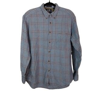 Vtg Mens Sero L Flannel Button Down Long Sleeve Shirt Work Western Washed Cotton